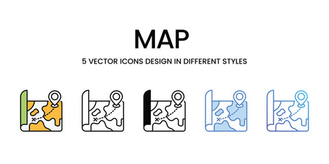 Map icons vector set stock illustration.