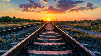 railway in the sunset