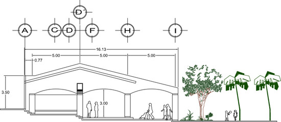 Vector illustration sketch of desert design open air cafe restaurant design 