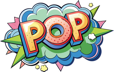 Word POP! inside explosive cloud in comic style, flat illustration, vector illustration.