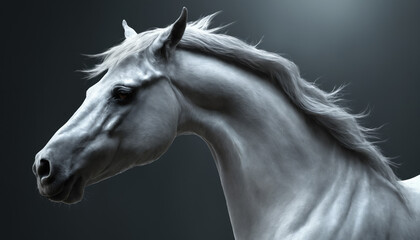 Fantasy Illustration of a wild Horse. Digital art style wallpaper background.