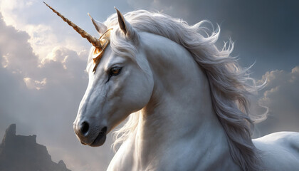 Fantasy Illustration of a wild Horse. Digital art style wallpaper background.