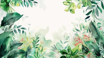 Watercolor botanical garden illustration wallpaper