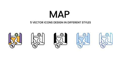 Map icons vector set stock illustration.