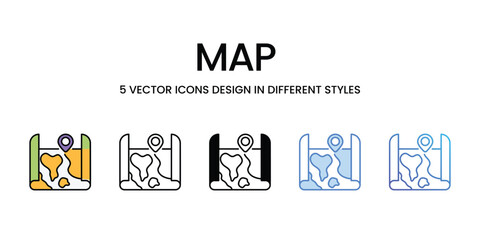 Map icons vector set stock illustration.