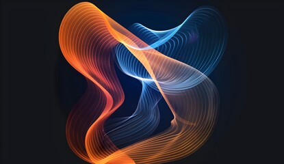 A gradient from blue to orange, the shape is like an abstract wavy line on a black background with a 3D effect
