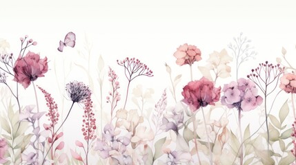 Watercolor botanical garden illustration wallpaper