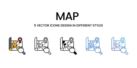 Map icons vector set stock illustration.