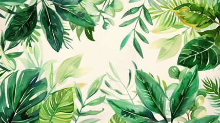 Watercolor botanical garden illustration wallpaper