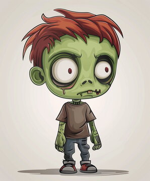 portrait of zombie child in cartoon