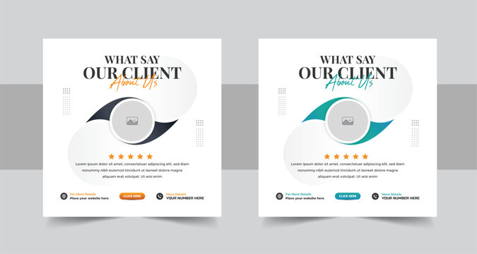 Client feedback or customer testimonial social media post layout or feedback review social media banner template design