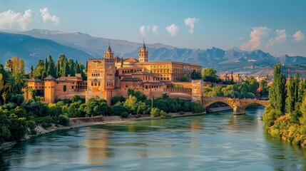 A beautiful city with a river running through it and a bridge