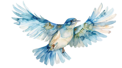 Fototapeta premium A watercolor painting of a bluebird in flight