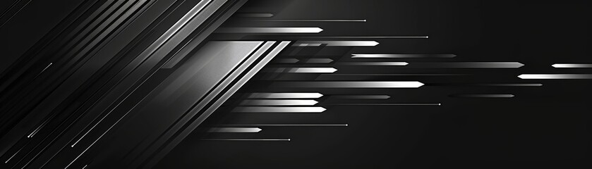 Obraz premium Abstract black background with diagonal metallic lines and a futuristic, sleek design. Ideal for tech graphics or modern web themes.