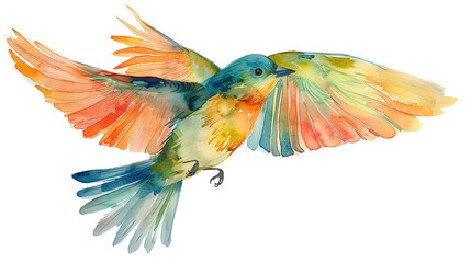Obraz premium A watercolor painting of a hummingbird with vibrant colors.