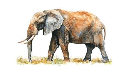 Fototapeta premium A watercolor painting of an elephant walking through the tall grass