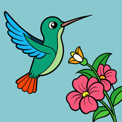 Obraz premium Hummingbird sipping nectar from flowers