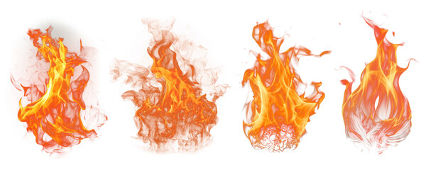 Fire png element set on transparent background