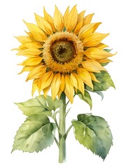 Obraz premium Sunflower Flower Watercolor Nature Art