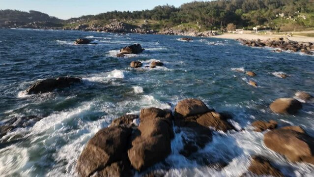Praia de Lagos a vista de drone en Bueu Pontevedra
