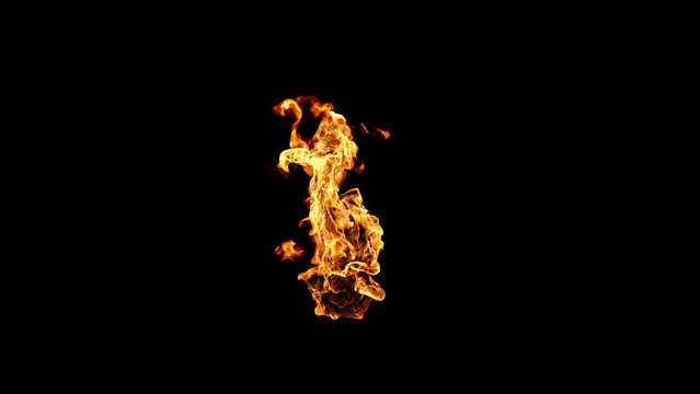fire on alpha channel. an isolated torch fire. loop fire flame isolated. realistic fire