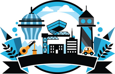 Construction site banner, flat illustration, vector illustration.