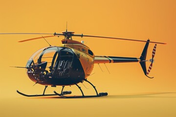 Big Survey Helicopter Isolated on Solid Background.