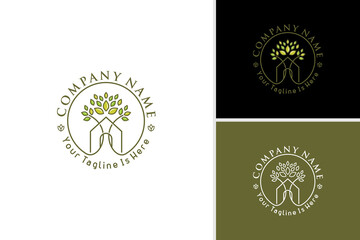 Nature interior house logo design vector, architecture badge design logo template