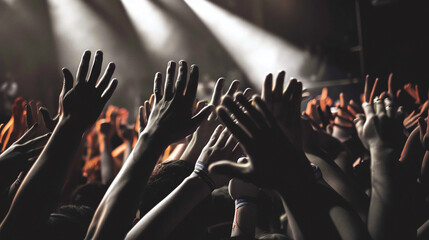 people dancing in the nightclub as silhouette in front of party rays bodys and hands