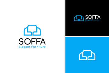 Minimalist sofa logo, modern chair for furniture logo design template