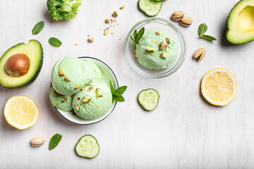 Green vegetable avocado ice cream
