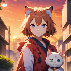 girl with cat