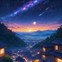 sunset over the mountains