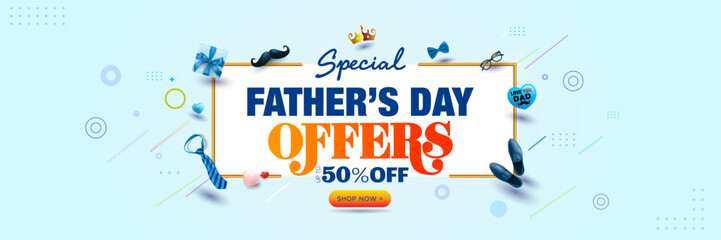 Vector illustration of Shopping sale offer deal discount banner for Father's Day.