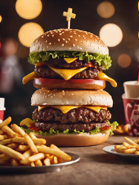 hamburger and fries