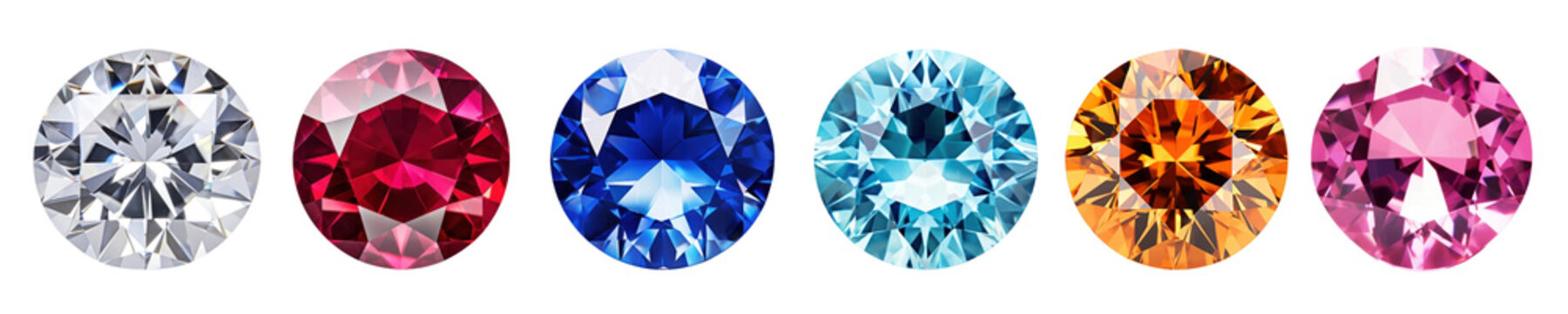 Color gem stone png element set on transparent background