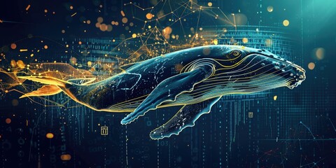 Fantasy Whale with Bitcoins in Space