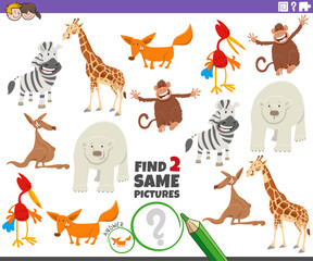 find two same cartoon animal characters game