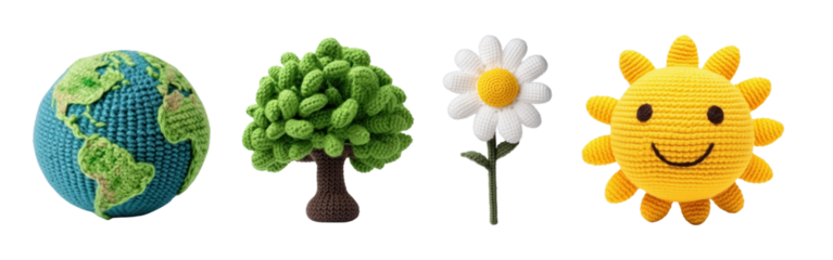 Crochet of planet png element set on transparent background