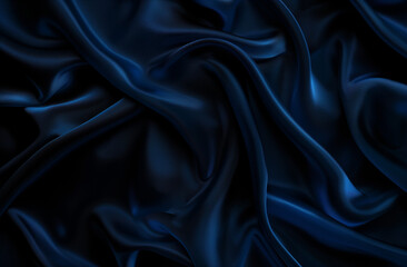 Obraz premium Navy Blue Satin Fabric Background, Smooth and Luxurious, Elegant Concept