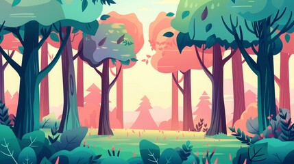 cartoon forest flat illustration.