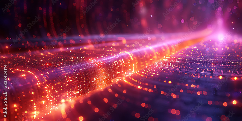Wall mural closeup of a holographic data storage interface within the cloud showing detailed data streams and v