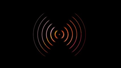 Colorful radio waves on black background. Network produced concept illustration. Abstract radar wavy background.