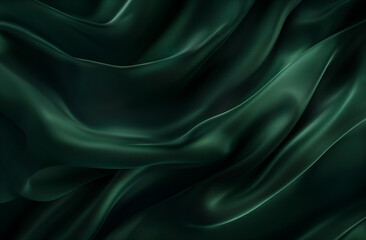 Obraz premium Dark Green Satin Fabric Background, Luxurious and Smooth, Elegant Concept