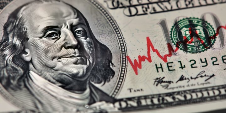a image of a close up of a dollar with a red line on it