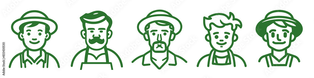 Wall mural farmer character png element set on transparent background - Wall murals