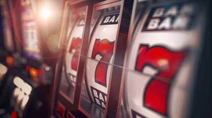 A high-resolution closeup photo of digital slot machines on the Las Vegas Strip