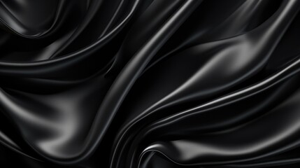 Fototapeta premium Black silk satin fabric abstract background