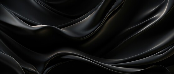 Fototapeta premium Black silk satin fabric abstract background