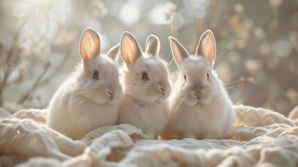 Obraz premium group of white rabbits